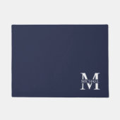 Navy Blue Personalisiert Monogram und Name Fußmatte (Vorderseite)
