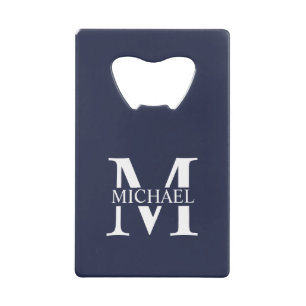 Navy Blue Personalisiert Monogram und Name Geldbeutel Flaschenöffner