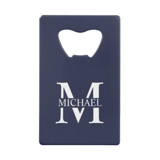 Navy Blue Personalisiert Monogram und Name Geldbeutel Flaschenöffner