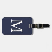 Navy Blue Personalisiert Monogram und Name Gepäckanhänger (Vorderseite horizontal)