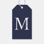 Navy Blue Personalisiert Monogram und Name Geschenkanhänger (Vorderseite)