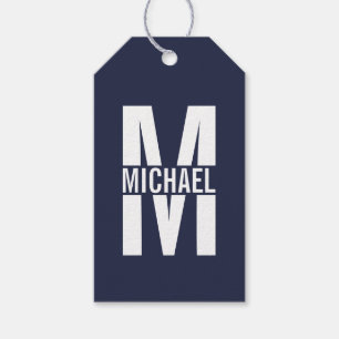 Navy Blue Personalisiert Monogram und Name Geschenkanhänger