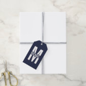 Navy Blue Personalisiert Monogram und Name Geschenkanhänger (Mit Garn)