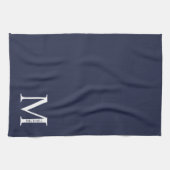 Navy Blue Personalisiert Monogram und Name Geschirrtuch (Horizontal)