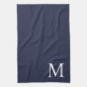Navy Blue Personalisiert Monogram und Name Geschirrtuch (Vertikal)