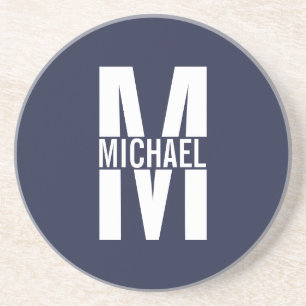 Navy Blue Personalisiert Monogram und Name Getränkeuntersetzer