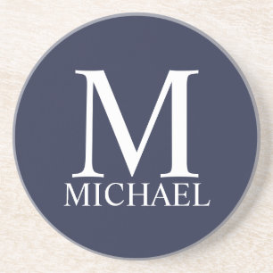Navy Blue Personalisiert Monogram und Name Getränkeuntersetzer