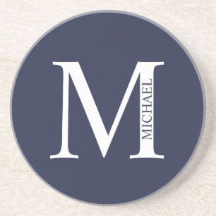 Navy Blue Personalisiert Monogram und Name Getränkeuntersetzer