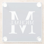 Navy Blue Personalisiert Monogram und Name Glasuntersetzer (Rückseite)