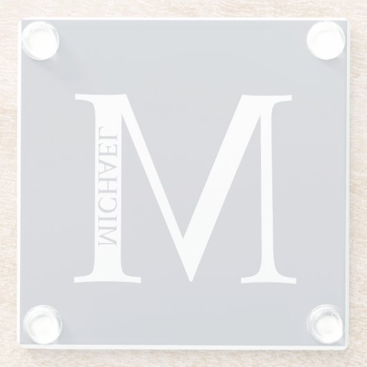 Navy Blue Personalisiert Monogram und Name Glasuntersetzer (Rückseite)