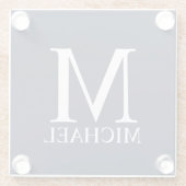 Navy Blue Personalisiert Monogram und Name Glasuntersetzer (Rückseite)