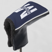 Navy Blue Personalisiert Monogram und Name Golf Headcover (3/4 Vorderseite)