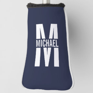 Navy Blue Personalisiert Monogram und Name Golf Headcover