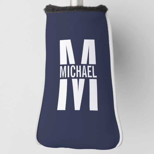 Navy Blue Personalisiert Monogram und Name Golf Headcover (Rotieren 90)