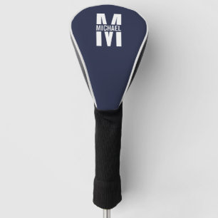 Navy Blue Personalisiert Monogram und Name Golf Headcover