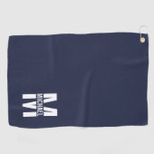 Navy Blue Personalisiert Monogram und Name Golfhandtuch (Horizontal)