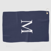 Navy Blue Personalisiert Monogram und Name Golfhandtuch (Horizontal)
