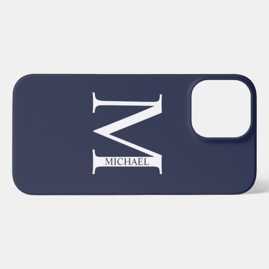 Navy Blue Personalisiert Monogram und Name iPhone Hülle (Rückseite (Horizontal))