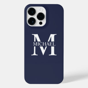Navy Blue Personalisiert Monogram und Name iPhone 14 Pro Max Hülle