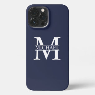 Navy Blue Personalisiert Monogram und Name iPhone 13 Pro Max Hülle