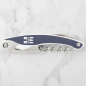 Navy Blue Personalisiert Monogram und Name Kellnermesser (Vorderseite)