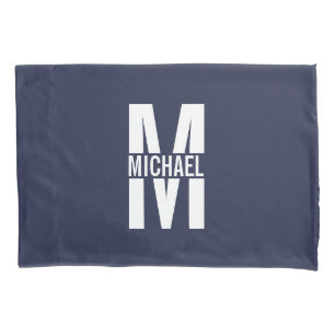 Navy Blue Personalisiert Monogram und Name Kissenbezug
