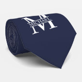 Navy Blue Personalisiert Monogram und Name Krawatte (Gerollt)