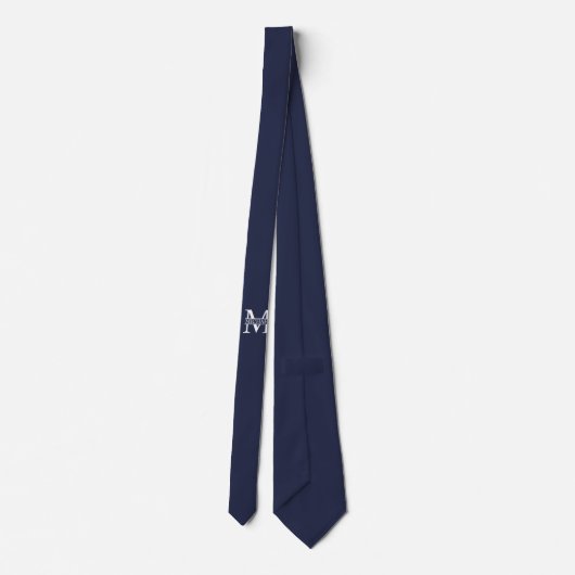 Navy Blue Personalisiert Monogram und Name Krawatte (Rückseite)