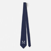 Navy Blue Personalisiert Monogram und Name Krawatte (Vorderseite)