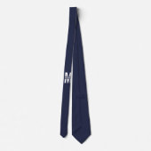 Navy Blue Personalisiert Monogram und Name Krawatte (Rückseite)