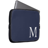 Navy Blue Personalisiert Monogram und Name Laptopschutzhülle (Vorne Rechts)