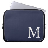 Navy Blue Personalisiert Monogram und Name Laptopschutzhülle (Vorderseite)
