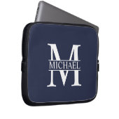 Navy Blue Personalisiert Monogram und Name Laptopschutzhülle (Vorne Rechts)