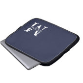 Navy Blue Personalisiert Monogram und Name Laptopschutzhülle (Vorne Knopf)