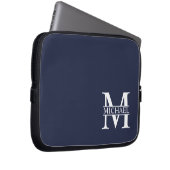 Navy Blue Personalisiert Monogram und Name Laptopschutzhülle (Vorne Rechts)