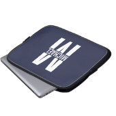 Navy Blue Personalisiert Monogram und Name Laptopschutzhülle (Vorne Knopf)