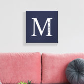 Navy Blue Personalisiert Monogram und Name Leinwanddruck (Insitu (Wohnzimmer))