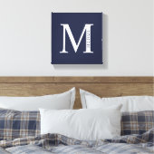 Navy Blue Personalisiert Monogram und Name Leinwanddruck (Insitu (Schlafzimmer))