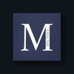 Navy Blue Personalisiert Monogram und Name Leinwanddruck<br><div class="desc">Personalisiert Monogram und Name Design zeichnen sich durch personalisierte Monogramme und Namen im klassischen Serif-Schriftart-Stil aus. Perfekt als Wohngestaltungen,  Hauswärme Geschenke,  Feriengeschenke für Familien,  Neuvermählte und mehr.</div>
