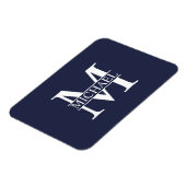 Navy Blue Personalisiert Monogram und Name Magnet (Linke Seite)