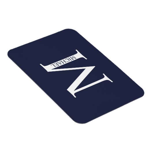 Navy Blue Personalisiert Monogram und Name Magnet (Rechte Seite)