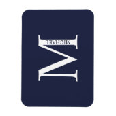 Navy Blue Personalisiert Monogram und Name Magnet (Vertikal)