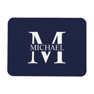 Navy Blue Personalisiert Monogram und Name Magnet