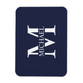 Navy Blue Personalisiert Monogram und Name Magnet (Vertikal)