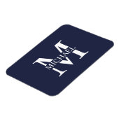 Navy Blue Personalisiert Monogram und Name Magnet (Linke Seite)