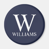 Navy Blue Personalisiert Monogram und Name Magnet (Vorne)