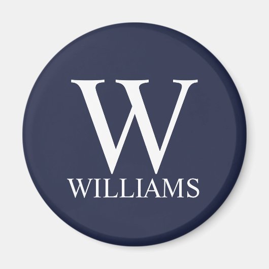 Navy Blue Personalisiert Monogram und Name Magnet (Vorne)