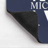 Navy Blue Personalisiert Monogram und Name Mousepad (Ecke)