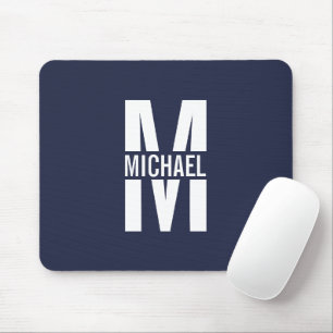 Navy Blue Personalisiert Monogram und Name Mousepad