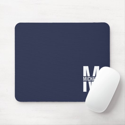 Navy Blue Personalisiert Monogram und Name Mousepad (Mit Mouse)